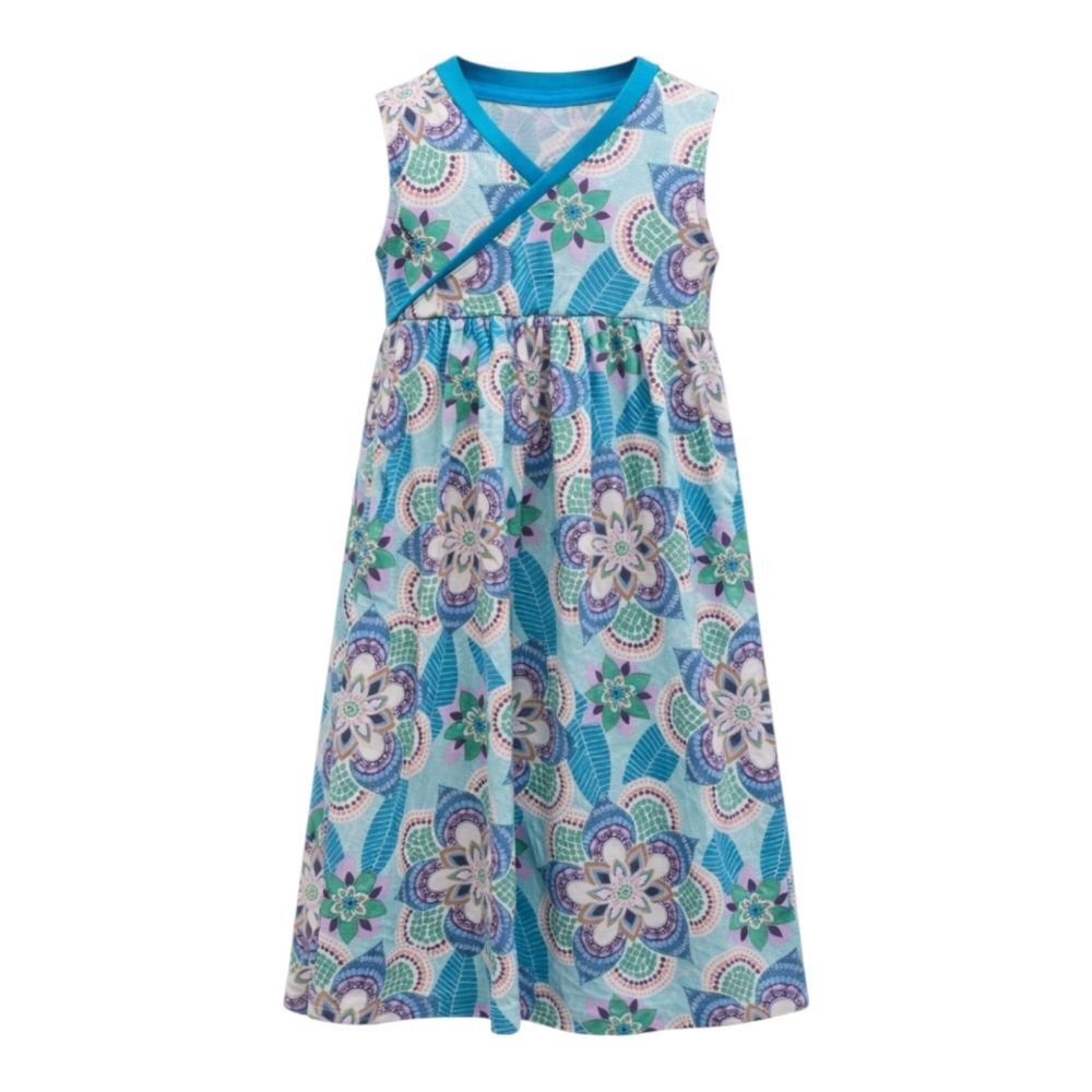 Tea Collection Blue Green Purple Floral Sleeveless Spring Summer Dress Size 6